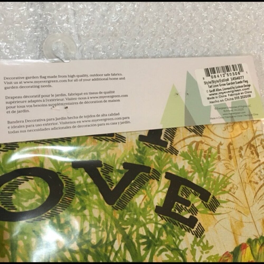 Garden Yard Flag Eat Love Grow 12.5 in X 18 in Lawn Decoration Vegetable Garden - Picture 2 of 4